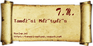 Tamási Mátyás névjegykártya